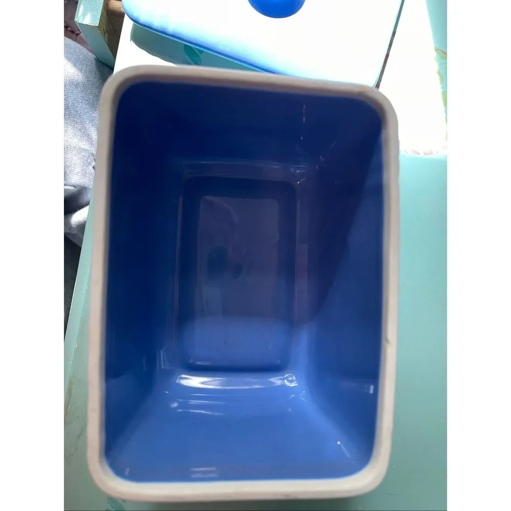Hall Westinghouse Vintage Refrigerator Dish Delphinium Blue W/Lid 6x4x4